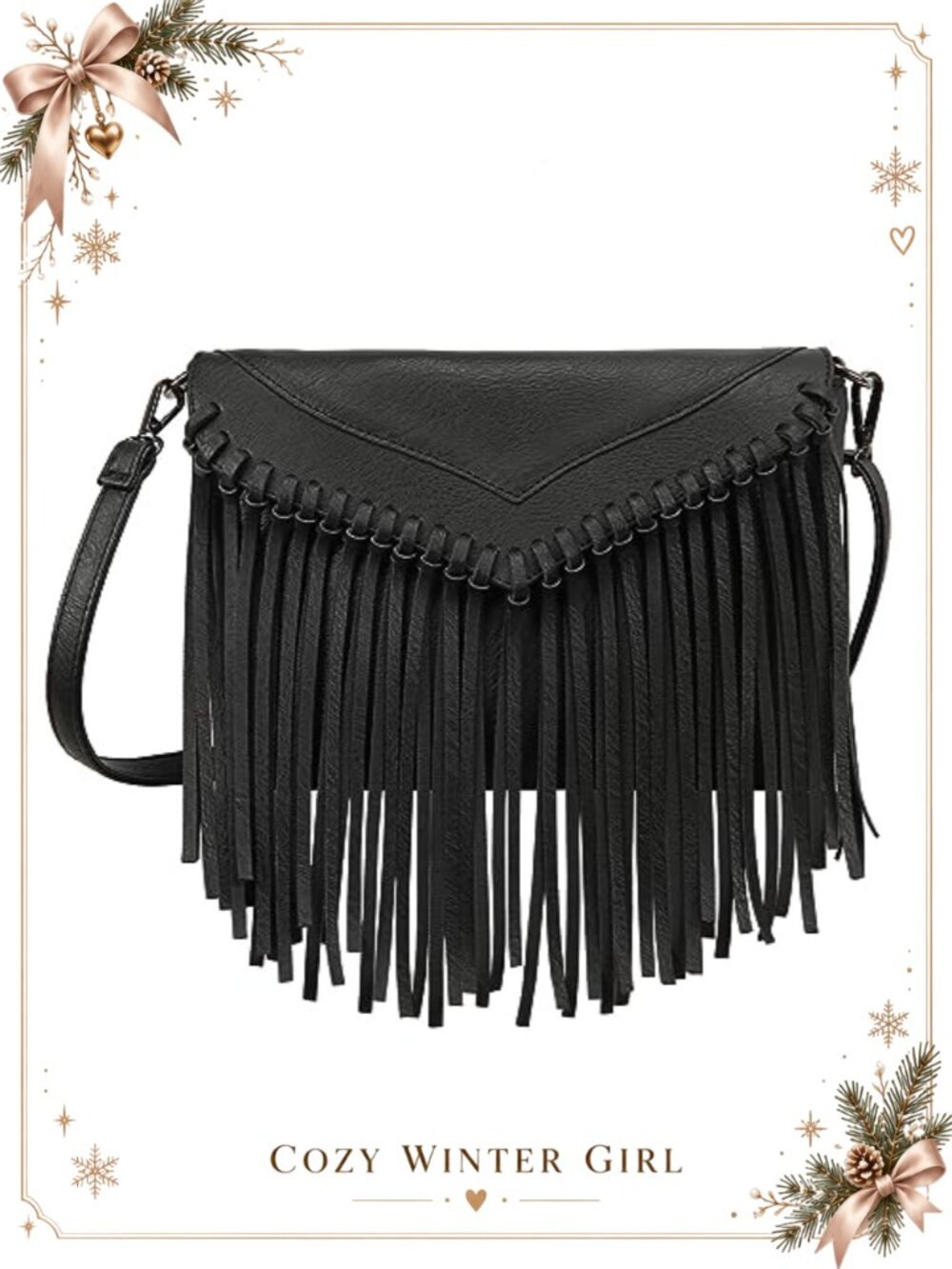 PU Leather Hobo Fringe Crossbody Tassel Purse Vintage Small Handbag